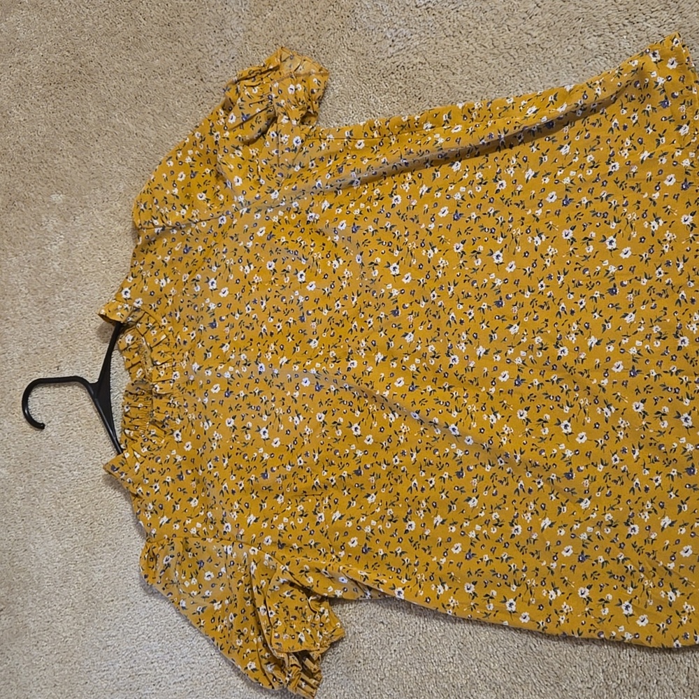Loft Mustard foral top